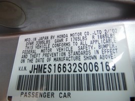 2002 Honda Civic LX Silver Sedan 1.7L AT #A24935